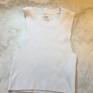 aerie White Ribbed Crewneck Tank